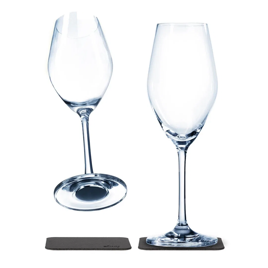 S020-1302-2 – SILWY MAGNET Drinking Glass, Magnetic Champagne Glass Clear Glass 6.7 Ounce Set Of 2 Integrated Magnet ...